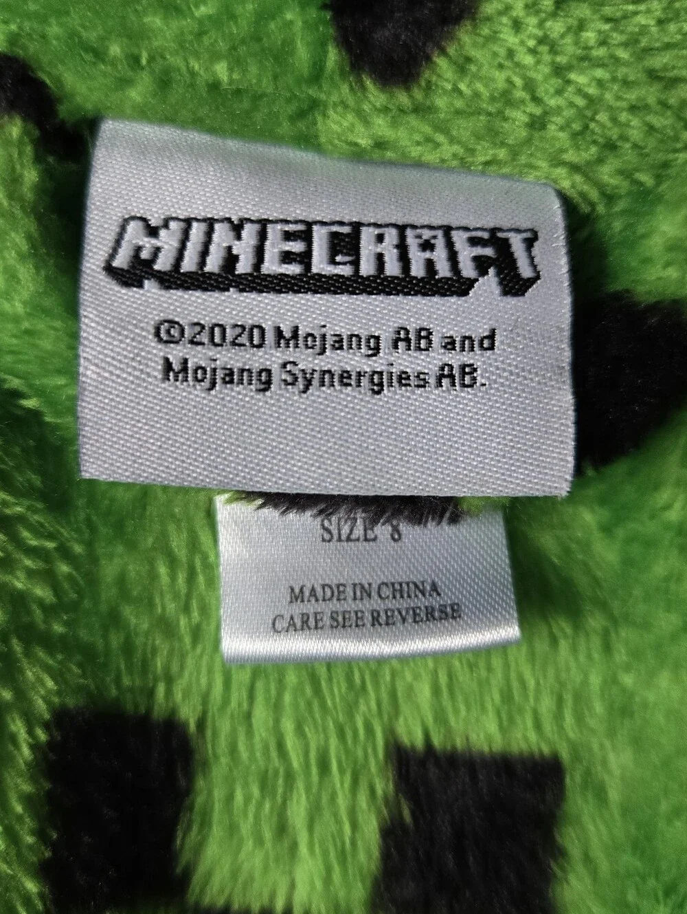 Minecraft Creeper Green Plush Kids size 8 Robe with Front Pockets VGUC
